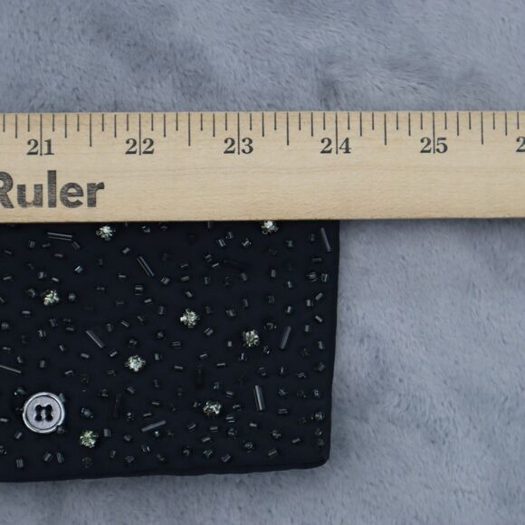 Pleated Shirt Womens Black Long Sleeve Rhinestone Beaded Button Tunic Blouse - Picture 4 of 16